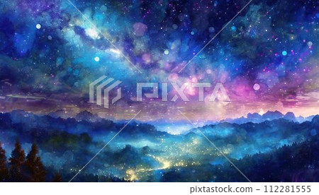 Mountain starry sky story [AI generated image] 112281555