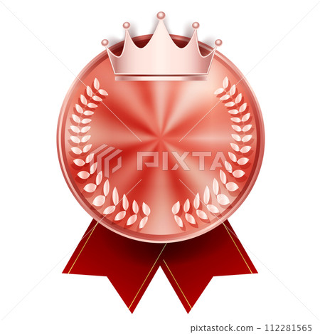 獎章皇冠銅絲帶圖標 獎章皇冠銅絲帶圖標 112281565