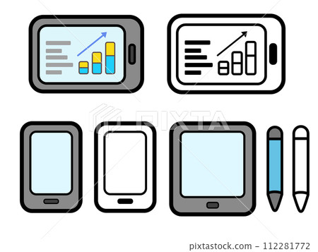 Table Cellphone Illustration - Line Icon Table Cellphone Illustration - Line Icon 112281772