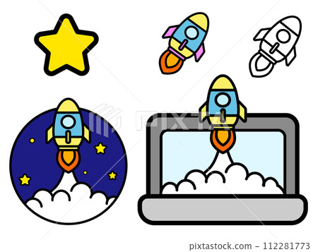 Space Rocket Illustration - Line Icon Space Rocket Illustration - Line Icon 112281773