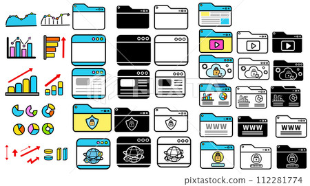 Various Internet Window Illustrations - Line Icons Various Internet Window Illustrations - Line Icons 112281774