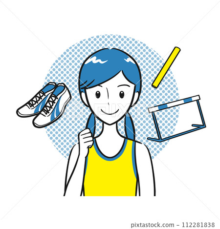 努力田徑、田徑、社團活動的女學生(有背景/簡單) 努力田徑、田徑、社團活動的女學生(有背景/簡單) 112281838