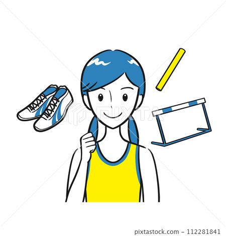 為田徑社、田徑、社團活動而努力的女學生（無背景/簡單） 112281841