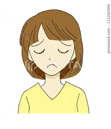 Illustration of a woman with a sad expression Illustration of a woman with a sad expression 112282004