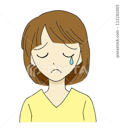一個悲傷哭泣的女人的插圖 一個悲傷哭泣的女人的插圖 112282005