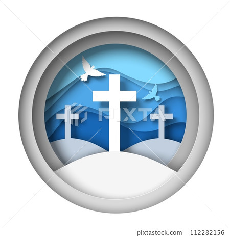 Orthodox religious papercut symbol in art craft style 112282156