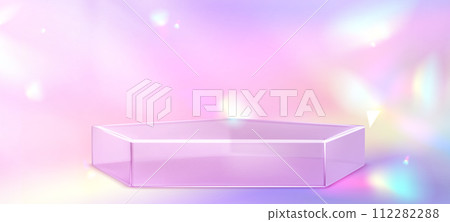 Glass transparent pentagon product podium 112282288