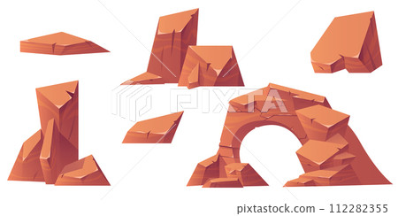 Rocky stones set isolated on white background 112282355