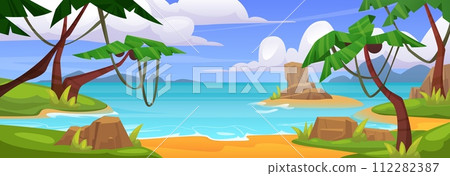 Sandy beach on summer island in sea Sandy beach on summer island in sea 112282387