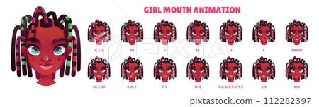African american kid girl animation kit 112282397