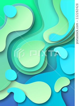 Abstract wavy liquid paper cut craft origami background Abstract wavy liquid paper cut craft origami background 112282428