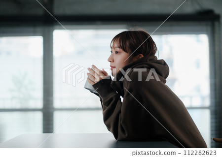 Woman cute morning coffee relaxing 112282623