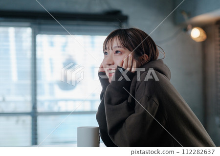 Woman cute morning coffee relaxing 112282637