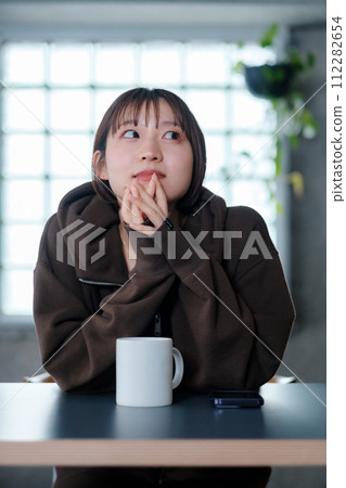 Woman cute morning coffee relaxing 112282654