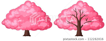 Blossoming Pink Trees Vector Illustration Blossoming Pink Trees Vector Illustration 112282816