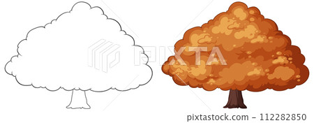 Seasonal Tree Illustration in Two Stages 112282850