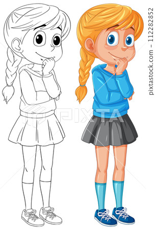 Colorful Vector Illustration of a Girl 112282852
