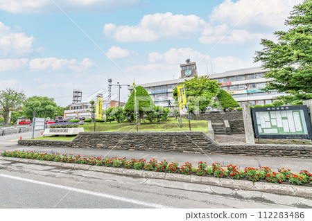 Monbetsu City, Hokkaido, Monbetsu City Hall on a sunny day 112283486