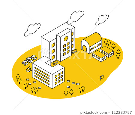 受學校啟發的簡單等距插圖 112283797