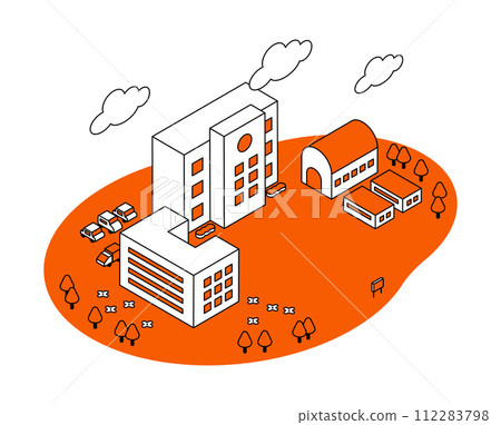 受學校啟發的簡單等距插圖 112283798
