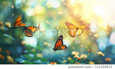 Beautiful butterflies flying in nature. Beautiful butterflies flying in nature. 112284015