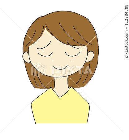 一位女士微笑著,嘴角揚起,表情無奈的插圖 一位女士微笑著,嘴角揚起,表情無奈的插圖 112284389