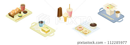 Food Court with Fast Snack Isometric Vector Set Food Court with Fast Snack Isometric Vector Set 112285977