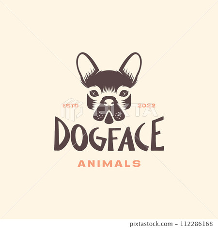 animal pets dog French Bulldog head vintage isolated logo design vector 112286168