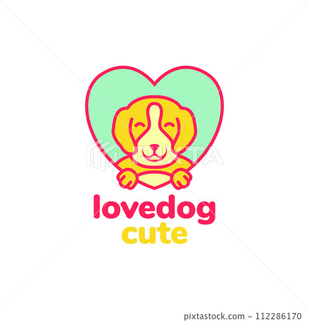 animal pets dog brittany puppy mascot love heart colorful logo design vector 112286170
