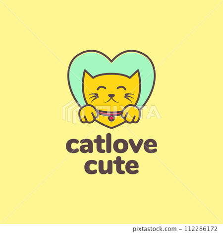 animal pets kitten cat love heart mascot colorful logo design vector animal pets kitten cat love heart mascot colorful logo design vector 112286172