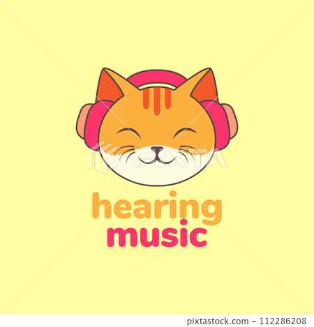 animal pets cat kitten hearing music headphone mascot cartoon logo design vector animal pets cat kitten hearing music headphone mascot cartoon logo design vector 112286208