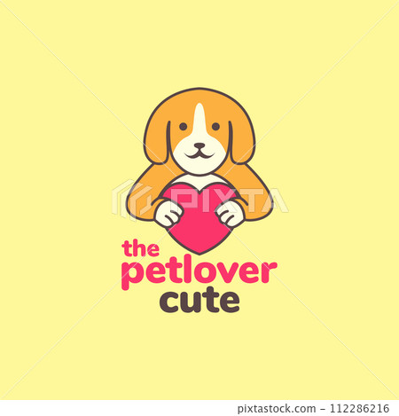 animal pets dog brittany love heart mascot cartoon cute logo design vector 112286216