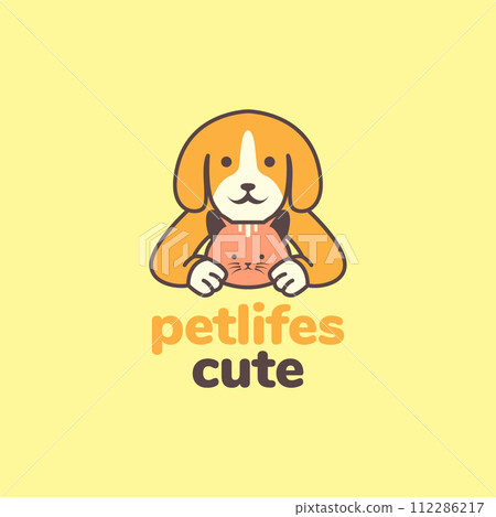 animal pets dog and cat friends mascot cartoon colorful logo design vector 112286217