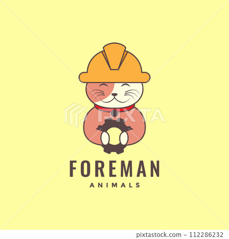 animal pets cat foreman services mascot cartoon logo design vector 112286232