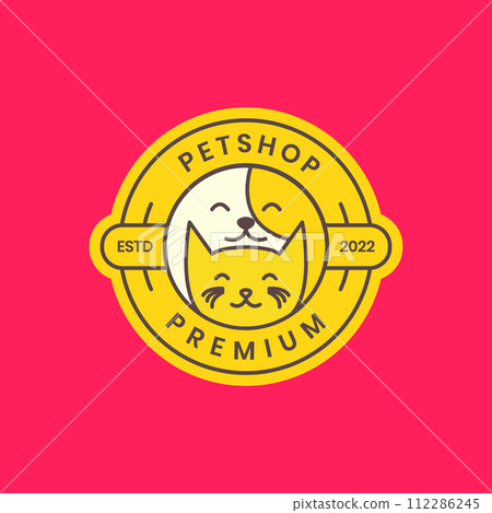 animal pets puppy kitten pet shop badge modern colorful logo design vector 112286245