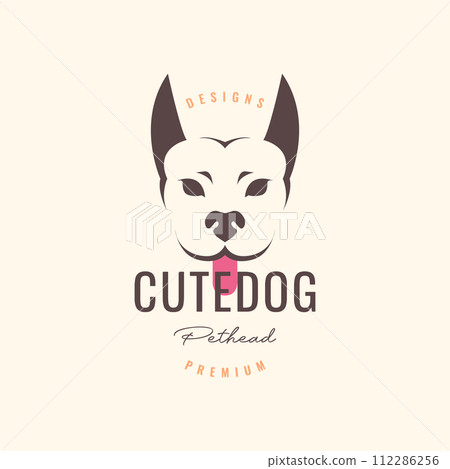 animal pets dog head doberman vintage badge logo design vector 112286256