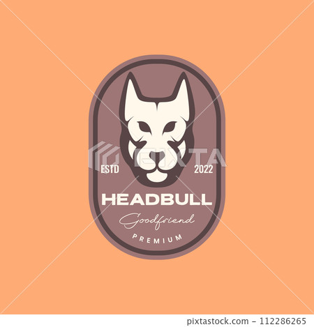 animal pets head dog american bully mascot vintage badge logo design vector 112286265