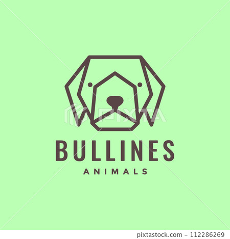 animal pets bulldog head line art hexagonal modern minimalist logo design vector 112286269