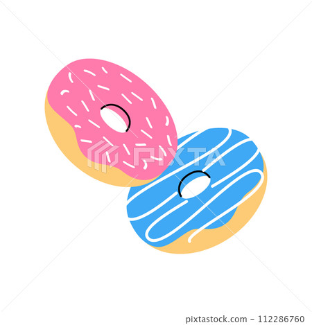 Take away donuts. Bakery sweet pastry food. Vector illustration. Take away donuts. Bakery sweet pastry food. Vector illustration. 112286760