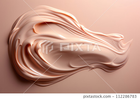 Smear of foundation on a beige background close-up Smear of foundation on a beige background close-up 112286783