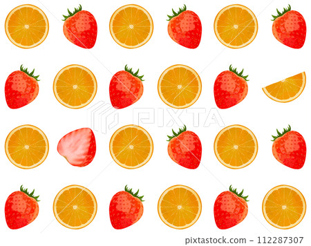 Strawberry and orange seamless pattern illustration 112287307