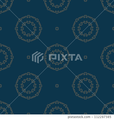 Blue and gold vintage seamless pattern. Floral ornamental luxury damask background. Elegance ornament Blue and gold vintage seamless pattern. Floral ornamental luxury damask background. Elegance ornament 112287385