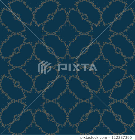 Blue and gold vintage seamless pattern. Floral ornamental luxury damask background. Elegance ornament Blue and gold vintage seamless pattern. Floral ornamental luxury damask background. Elegance ornament 112287390