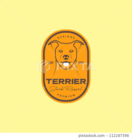 animal pets dog jack russel terrier head vintage badge logo design vector 112287398