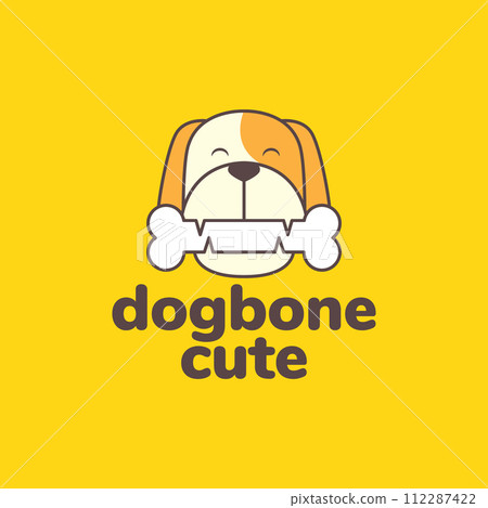 animal pets dog eat bone mascot cartoon cute logo design vector 112287422