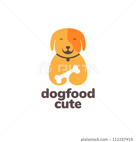 animal pets dog hold bones food mascot cartoon cute logo design vector 112287459
