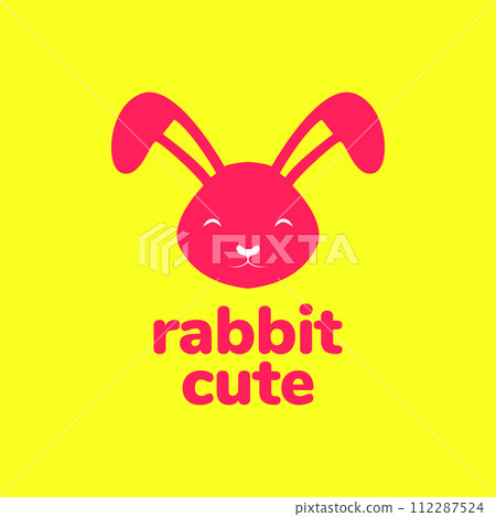 animal pets bunny rabbit cute mascot simple smile logo design vector 112287524