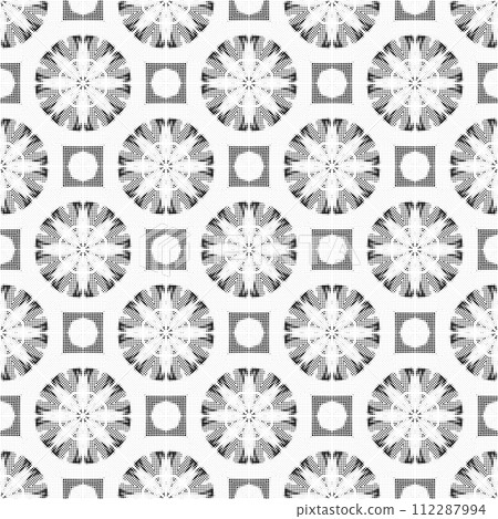 Abstract seamless black and white halftone fashion pillow pattern, grunge  fabric texture 112287994