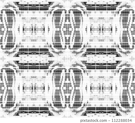 Abstract seamless black and white halftone fashion pillow pattern, grunge  fabric texture 112288034