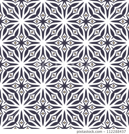 Vintage seamless pattern. Ornamental antique style floral background. Gray and white ornament Vintage seamless pattern. Ornamental antique style floral background. Gray and white ornament 112288437